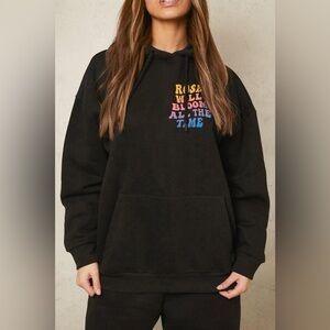 Simply Love Dropped Shoulder ROSE WILL BLOOM ALL THE TIME Graphic Hoodie